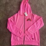 Aviator Nation  Neon Pink Rainbow Zip Up Hoodie NWT Size Large Photo 1