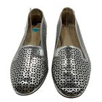 J.Crew  CLEO Silver Mirror Metallic Leather Perforated Loafers Size 7.5 M Photo 2