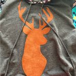 BE Stage Gray Hoodie with Deer Print and Patterned Sleeves L Size L Photo 1