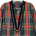 J.Crew Red/Black Velvet Trimmed Stewart Tartan V-Neck Tunic Size XS Photo 4