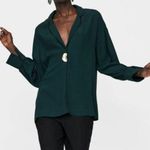 ZARA  | Hunter Green Lounge Inspired Blouse Sz L Photo 0