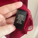 Alice + Olivia  Long Sleeve V Neck Lace Trim Blouse Size Medium Color Wine Photo 3