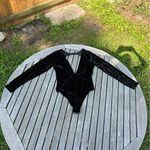 Victoria's Secret M/L CRUSHED VELVET BODYSUIT medium large black long sleeve Photo 3