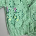 ZARA  Knit Crop Top Floral Embroidered Beaded Cottagecore Preppy Size Med Large Photo 2