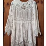VICI  Bohemian Baby Doll Tunic HighLow Bell sleeve open weave lace S Photo 1