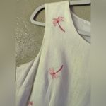 Real Comfort Linen White w/Pink Embroidered Palm Trees SL Lined Dress Size 12 Photo 2