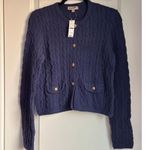 J.Crew Odette Cable Knit Sweater Lady Jacket In Mediterranean Navy, Size Small Photo 1