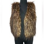Shaggy faux fur vest animal print ski resort snow Brown Size M Photo 5