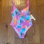 Nanette Lepore  NWT pink printed molded cup one piece swimsuit 4 Photo 2