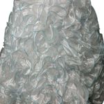 Mac Duggal  Sz 6 White Silk Blue Beaded  Ruffle Princess Gown Formal Prom Dress Photo 2