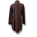Eileen Fisher  Size M L Brown Merino Wool + Lamb Leather Coatigan Jacket Coat Photo 9