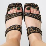 Vintage 90s Ramon Tenza Leopard Cut Out Wedge Mules Size 7.5 Photo 4