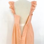 Apiece Apart  100% cotton light peach midi dress with ruffle shoulder straps Photo 7