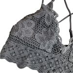 Lace Crochet Longline Bralette Crop Dark Gray Boho Floral Neutral Summer Size S Photo 3