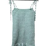 Reformation  gemini smocked ruffle gingham mini dress green Photo 6