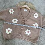 Luna Ivy Women’s 3D Flower Knit Cardigan Sweater Cropped Coquette in Cream S Pink Photo 11