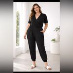 Beyond Yoga  All Wrapped Up Black Women's Jogger Leg Modal Jumpsuit Photo 9