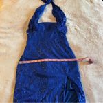 NWOT long blue sequined mermaid prom dress with long slit size 2 Photo 8