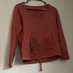 Life is Good  Womens Sz S Heathered Orange LS Pullover Sweatshirt Kangaroo Pocket Photo 0