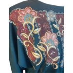 Sassy Sports Women's Vintage Teal Green Gold Floral Long Sleeve Crewneck Sweatsh Size XL Photo 6