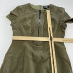 Toccin NY Dress Womens 8 Olive Green Short Sleeve Zip Front Fitted Sheath Career Photo 7