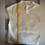 Maeve  Anthropologie Cream Knit Shortsleeved Sweater Crop in Back Size Large NWT Photo 6