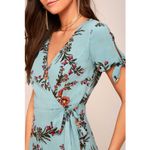 Lulus Kiss and Pastel Light Blue Floral Print Mini Wrap‎ Dress Size M Size M Photo 4