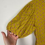 FRNCH Paris Yellow Floral Wrap Midi Dress S V-Neck Puff Sleeves Cinch Waist Tie Photo 3