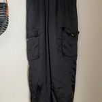 Parisian  Black Satin Utility Sweatpants, Size 4 Photo 0