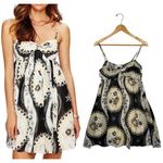 Free People  Dress Womens Small Black Yellow Floral Babydoll Chiffon Festival Photo 1