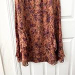 Sundance Silk Elysian Garden Orange Tan Wildflower Floral Print Ruffle Dress 10 Photo 3