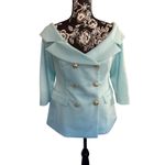 Alexia Admor STUNNING Alexis Admor Light Blue Off-Shoulder Blazer with Gold Buttons Size 10 Photo 7