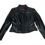 FLYING BIKES Oakwood Black Leather Moto Jacket Motorcycle Womens Size Medium Photo 4