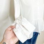 Birds of Paradis by Trovata White Cotton Peplum Collared Button Front Top Size S Photo 3