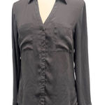EXPRESS  Charcoal Button Down Sheer Shirt Size Medium‎ Y2K Edgy Glam Monochrome Photo 0
