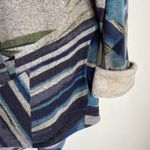 Trisha Tyler Faux Fur Tunic Top Cowl Neck Boho Geometric Pattern Size XS Blue Photo 4