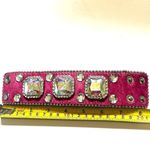 Pink rhinestone leather wide bracelet Photo 6