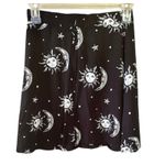 Motel XS Black Mini Skirt – Sun Moon Stars Print – Handmade – Viscose Photo 3