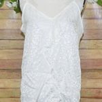 JODIFL White Lace Cheetah Print Tank Top Size M V Neck Slinky Festival Sexy Photo 0