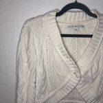 Tommy Hilfiger Cardigan Cream Cropped Cableknit Cardigan Sz L EUC 90s Y2K Style Photo 8