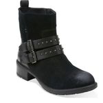 Clarks  Artisan Swansea Grove Motorcycle Biker Ankle Suede Heeled Boots Black 6.5 Photo 0