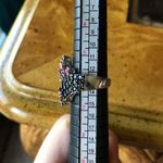 Natural Rhodolite Garnet Black Spinel Cocktail Ring Size 6 Photo 7