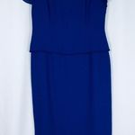 Talbots Elegant Sapphire Blue Midi Beaded Short Sleeves Event Dress 12 NWT Photo 0