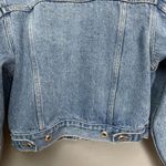 Vintage Jean Jacket Cropped Women Medium Wash Zipper Front Trucker Cotton Denim Blue Photo 6