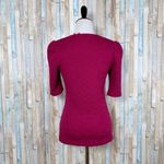 Anthropologie Deletta Athlone Top L Quilted Jacquard Puff Sleeve Berry / Fuchsia Photo 8