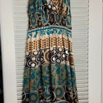 1950s 16/18 handmade silky printed halter dress Brown Size 1X Photo 2