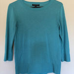 Banana Republic Factory Teal Blue Crewneck Lightweight Knit Sweater Top Shirt XS Photo 0