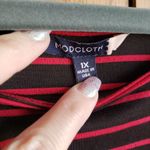 Modcloth Plus 1X Black Red Striped Empire Dress Mod Cloth Babydoll style Photo 3