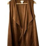 Chico's Brown Faux-Suede Draped Vest Women's Size Medium 8 Photo 0