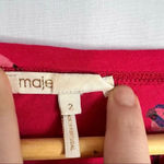 Maje  Womens Parrot Shirt Top Size 2 Small Short Sleeve Pink Tie Knot Boho Beachy Photo 5